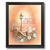 Victorian Bluebirds On Light Post Home Decor Wall Picture Black Framed Art Print