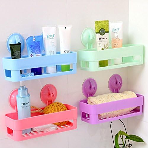 Wall type shower box shampoo basket, kitchen basket glove box, clean and simple（2 Pack） (green)