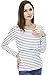 Bearsland Maternity Women Striped Long Sleeves Maternity Nursing Top,Black/White,Medium