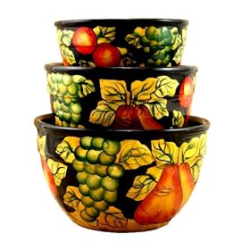 3PC MIXING BOWLS, SERVING BOWLS TUSCANY WINTER FRUIT. by ACK