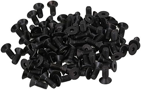 CNBTR Black Thread M4 Carbon Steel Countersunk Flat Head Hex Socket Cap Screws Bolts Pack of 100 (M4 x 10mm)