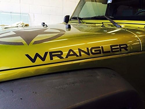 ** (2) Jeep Wrangler Hood Vinyl Decal Pair: Wrangler, sport, sahara, off road **
