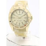 AK Anne Klein Women's 109178CHHN Swarovski Crystal Beige Horn Plastic Dress Watch