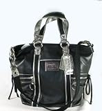 NEW AUTHENTIC COACH POPPY LEATHER SPOTLIGHT CONVERTIBLE TOTE (Black/Metallic Silver)