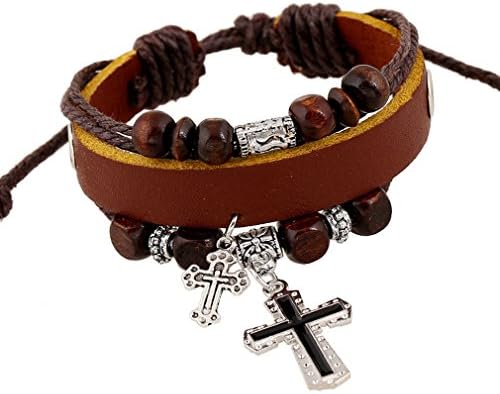 Oren Bravo Unisex Vintage Punk Style Brown Leather Bracelet (B)