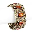 Brown Flower Painting and Crystal Cuff Bangle Bracelet
