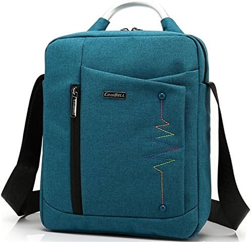 Tephanie Bags Fashion Metal Handle Canvas Laptop Shoulder Bag Crossbody Bag Sky Blue12.4 inch