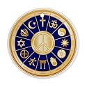 Round Ornament (2-Sided) of International Peace Symbol - World Religions (Christianity, Hinduism, Taoism, Bahai'i, Buddhism, Jainism, Shinto, Confucianism, Native Spirituality, Judaism, Sikhism, and Islam Logos)