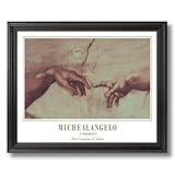 Michelangelo Creation Of Adam Picture Black Framed Art Print