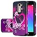 Compatible for LG K8, LG Phoenix 2, LG Escape 3 [Shock Absorption/Impact Resistant] Hybrid Dual Layer Armor Defender Protective Cover , Hot Pink Hearts