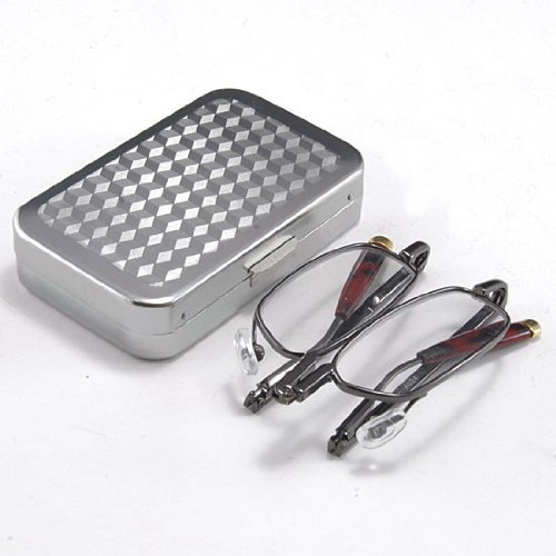 Slim Travel Trip Pocket Handbag Folding Spring Hinge Reading Eye Glasses & Matching Hard Case +2.00