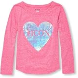 THE CHILDREN'S PLACE(ザ・チルドレンズプレイス) アクティブインベリッシュグラフィックカーブ-ヘムトップ ネオンベリー トップス長袖Tシャツ 5～6歳【並行輸入】