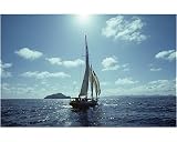 Photographic Print of Charter yacht under sail with Gardner and Floreana Islands behind. (Schooner... from Specialist Stock