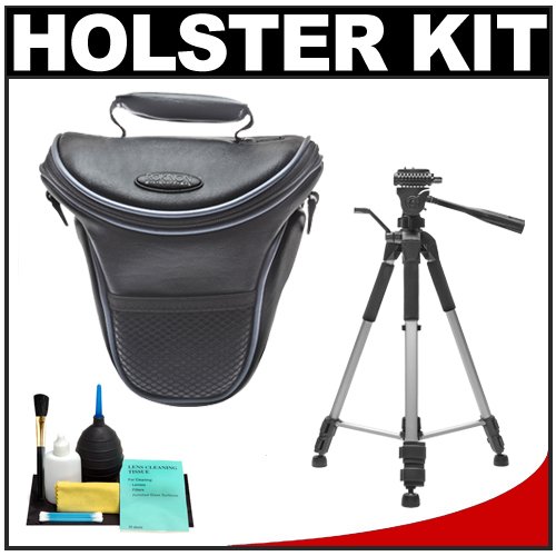 Rokinon Leather-Style Holster SLR Camera Carrying Case + Tripod + Cleaning Kit for Canon 7D - 5D - 50D - 40D - Rebel XS - XSi - XT - XTi - T1i - Nikon D300s - D3000 - D5000 - D300 - D40 - D60 - D3 - D700 & D90 Digital SLR Cameras