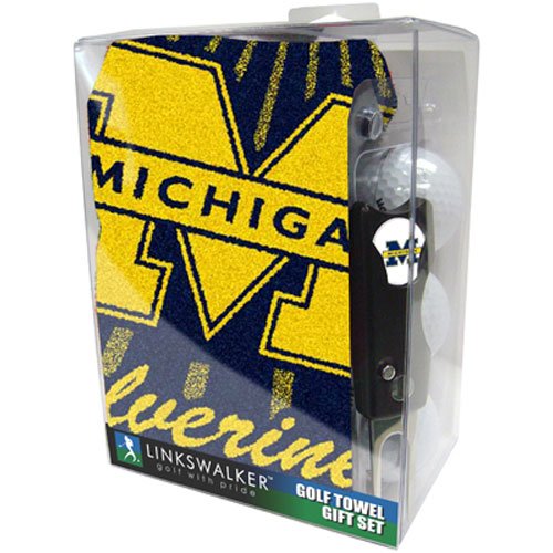 Michigan Wolverines Ncaa Jacquard Golf Towel Gift Pack W/ Balls Repair Tool Marker