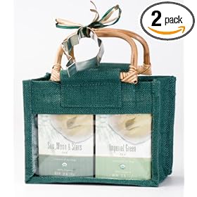 Davidson’s Tea, Jute Gift Bag Filled with Six Boxes of Assorted Green Teas (Pack of 2)