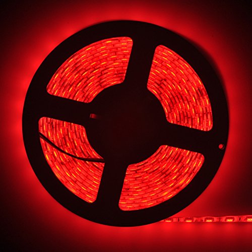 LED Strip Light, Song-Wing Flexible SMD 5050 Red Color Waterproof DC 12V 300leds 5M 16.4ft Rope Tape Led Lights Strip