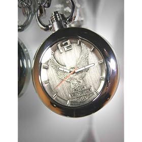 Harley Davidson Bulova Mens Pocket Watch. Raised antiqued pewter Harley-Davidson Eagle and Bar & Shield medallion dial, bold luminous hands and markers. Stainless steel case and 15