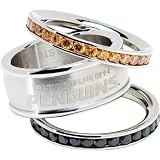 LogoArt Pittsburgh Penguins Crystal Stacked Ring Set of 3