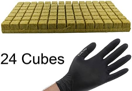GRODAN PARGRO ROCKWOOL QUICK DRAIN 1.5" PLUG + THCiTY GLOVES - 24 CUBES