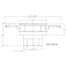 Dixon 400-DVR-AL Aluminum Cam and Groove Hose Fitting, Vapor Recovery Coupler with Probe, 4" Socket x 4" NPT Female