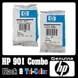 Genuine HP 901 Black and HP 901 Color Ink Cartridges (1 Black, 1 Color)