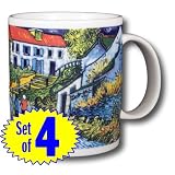 Vincent Van Gogh - Steps At Auvers 14oz Coffee Mugs (Set of Four)