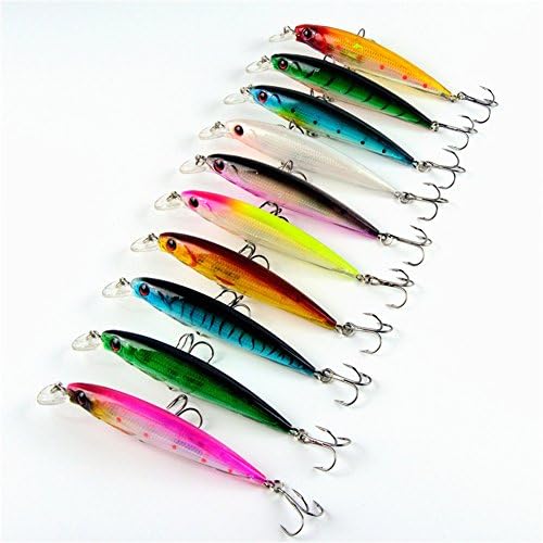 HappyFishing 10pcs/lot Mixed Minnow Fishing Lures Bass CrankBait Tackle 4.3inch 0.48oz