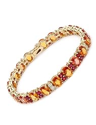 14K Yellow Gold 28.13 CTW Sapphire and 1.2 CTW Color I-K I1-I2 Diamond Women Bracelet. Length 7.25 in. Total Item weight 25.1 g.