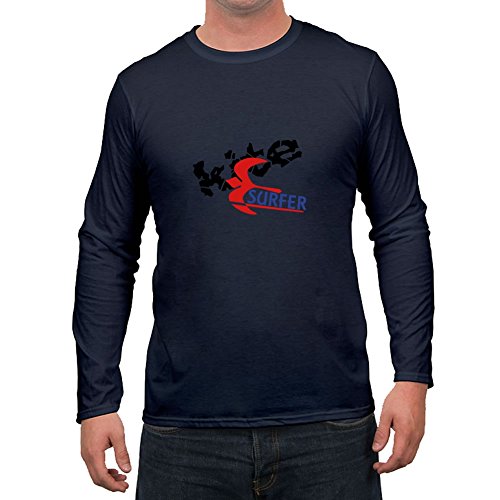 Customized Cool Kites_surfer_vec_3 Fashionalble Tee In Navy Men Cotton Large
