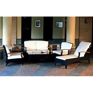 Bellagio Deep Seating Rattan Teak Patio Set by 