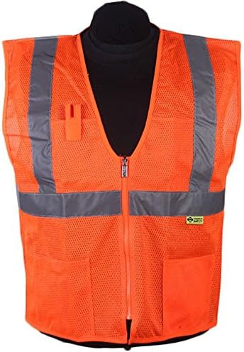 SHINE BRIGHT High Visibility Zipper Front Safety Vest with Reflective Strips - Meets ANSI/ISEA Standards (Medium, ORANGE)
