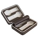 Brown Soft Touch High Quality Leatherette Compact Travel Watch Case With Suede Interior With 4 Watch Compartments