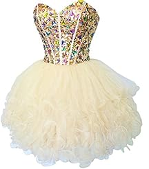 Organza/Taffeta Short Crystal Lace-Up Crystals Prom Dress 