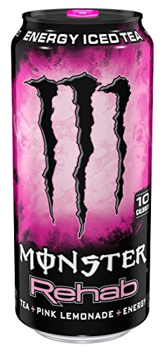 Monster Rehab, Tea + Pink Lemonade + Energy, 15.5 Ounce (Pack of 24)