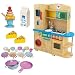 KidKraft Cook Together Kitchen Plus 27 Piece Pastel Cookware and Wood Play Food Bundle