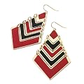 Large Drop Pierced Fashion Earrings Gold & Red & Black
