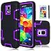 Galaxy S5 Case, EC™ Samsung Galaxy S5 Case, Heavy Duty Rugged Hybrid Rubber Shockproof Protective Case Cover for Samsung Galaxy S5 / Galaxy SV / Galaxy S V (2014) (Purple+Black)