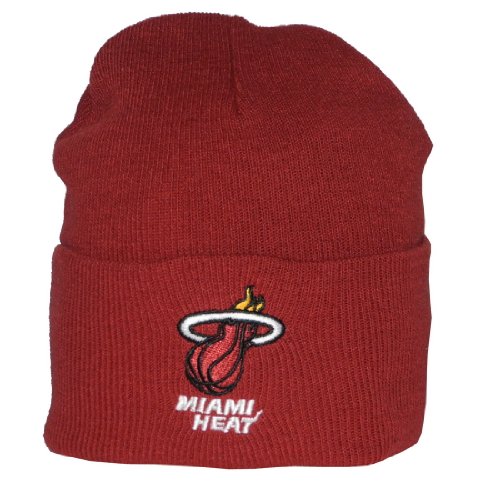 Adult NBA Miami Heat Warm Ski & Skate Roll Up Beanie / Winter Hat - One Size Fits All - Red