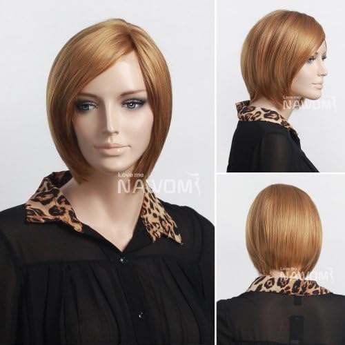 Wigiss High Quality Western BOB Stylish Girls and Women's Short Straight Wig Lace Front Wigs Fashion Ladies Wig Golden