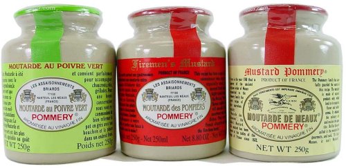 Pommery Mustard Trio: 3 jars, 250g (8.8 oz) French Meaux Mustard: Regular, Peppercorn and... by Pommery