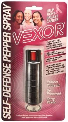 Vexor Self Defense Pepper Spray Cone Spray with Hard Case and Key Ring for Breast Cancer