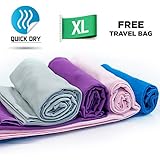 Quick Dry Towel - Lightweight - Highly Absorbent - Compact - Travel - Soft Microfiber - 100% Moneyback Guarantee - Large - Best For Yoga Pilates Bikram Beach Sports Gym And Swimming - Includes *FREE* Storage Bag *FREE* Weight Loss E-Book