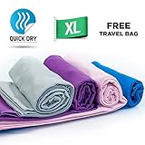 Quick Dry Towel - Lightweight - Highly Absorbent - Compact - Travel - Soft Microfibre - 100% Moneyback Guarantee - Large - Best For Yoga Pilates Bikram Beach Sports Gym And Swimming - Includes *FREE* Storage Bag *FREE* Weight Loss E-Book