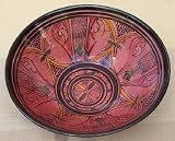 Moroccan Handmade Burgundy Large Ceramic Bowl,by Treasures of Morocco,Free shipping