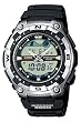 Casio - AQW-100-1AVEF - Montre Acier et Résine - Quartz Analogique et Digitale - Multifonctions - Chronographe - Fuseaux Horaires -  5 Alarmes - Timer - Phases de Lune - Etanche 20 ATM - Bracelet Caoutchouc Noir