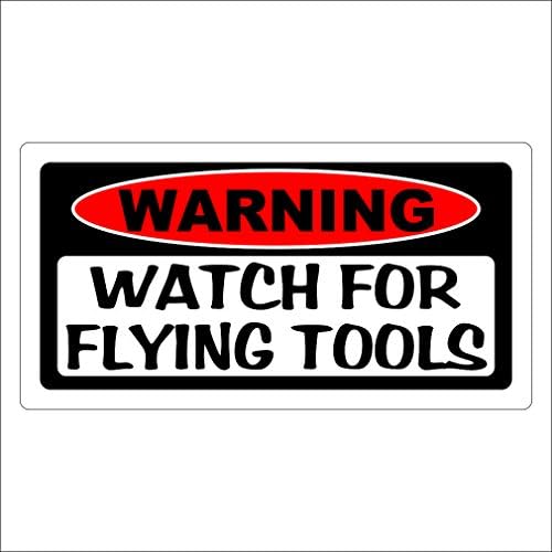 Watch For Flying Tools Hard Hat Decal Helmet Sticker Label USA Toolbox Label Motorcycle