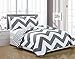 Chezmoi Collection 3-Piece Zig Zag Comforter Bedding Set (Twin, Grey)