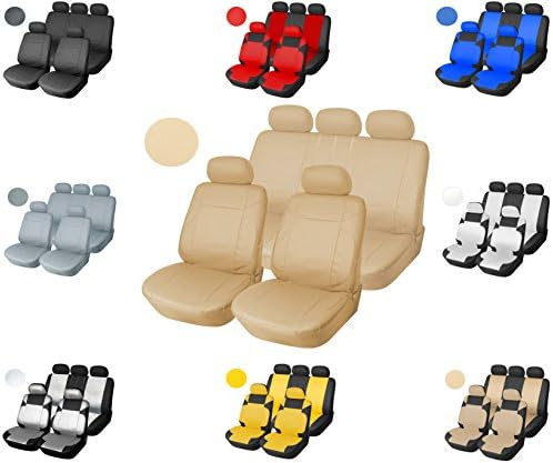 Leather Like Vinyl Semi-Custom Car Seat Covers Full Bench Universal 1553 Tan