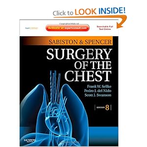 Click here to buy Sabiston and Spencer's Surgery of the Chest: Expert Consult - Online and Print... by Frank Sellke MD, Pedro J. del Nido MD, and Scott Swanson MD.